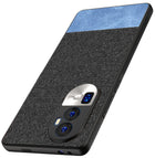 Kapa Soft Fabric & Leather Hybrid Protective Back Cover for Oppo Reno 10 Pro Plus | Shockproof Slim Hard Anti Slip Back Case (Black::Blue) - Mobizang