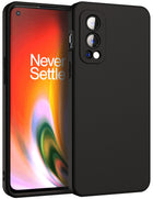 Matte Lens Protective Back Cover for OnePlus Nord 2 (5G) / One Plus Nord 2 (5G) , Slim Silicone with Soft Lining Shockproof Flexible Full Body Bumper Case (Black) - Mobizang