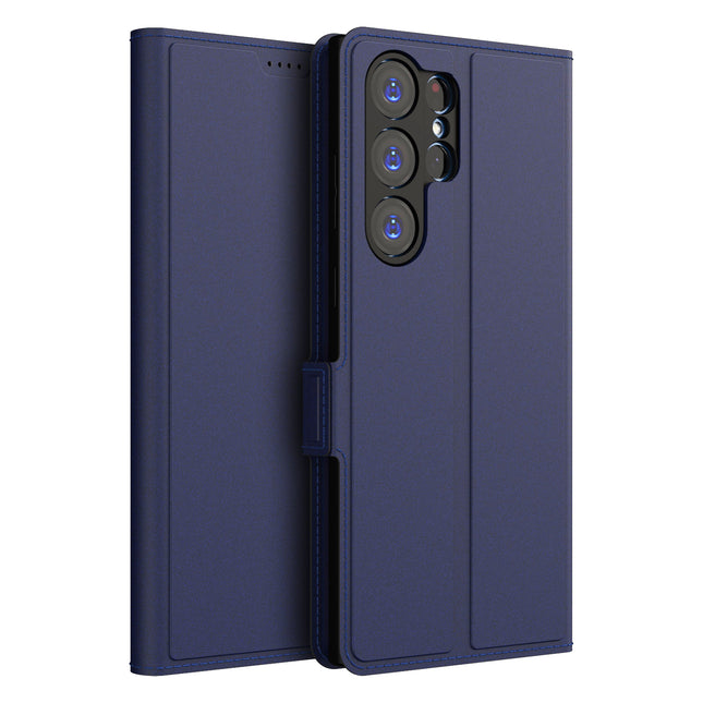 Kapa Noble Slim Magnetic Leather Flip Case Cover for Samsung Galaxy S23 Ultra ,Card Holder Stand Leather Flip Wallet Case (Blue) - Mobizang