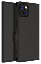 Kapa Noble Slim Magnetic Leather Flip Case Cover for Apple iPhone 15 PLUS | Card Holder Stand Leather Flip Wallet Case (Black) - Mobizang