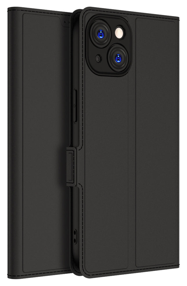 Kapa Noble Slim Magnetic Leather Flip Case Cover for Apple iPhone 15 PLUS | Card Holder Stand Leather Flip Wallet Case (Black) - Mobizang