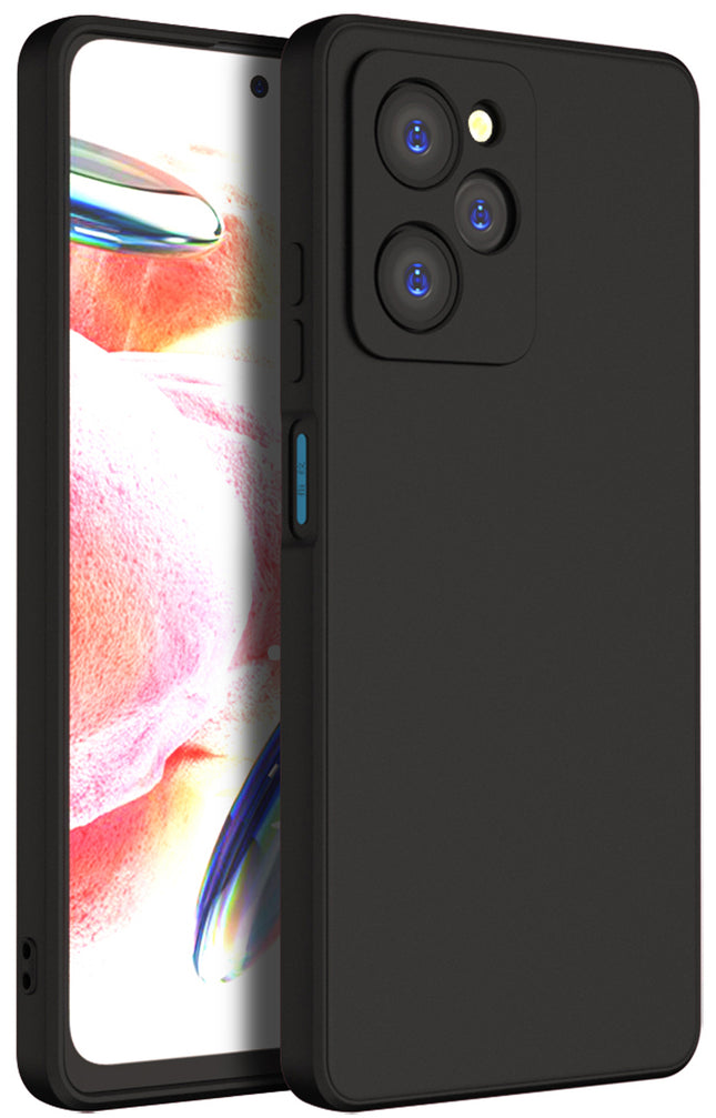 Kapa Matte Protective Lens Flexible Back Cover for Poco X5 Pro | Slim Silicone with Soft Lining Shockproof Full Body Bumper Case (Black)