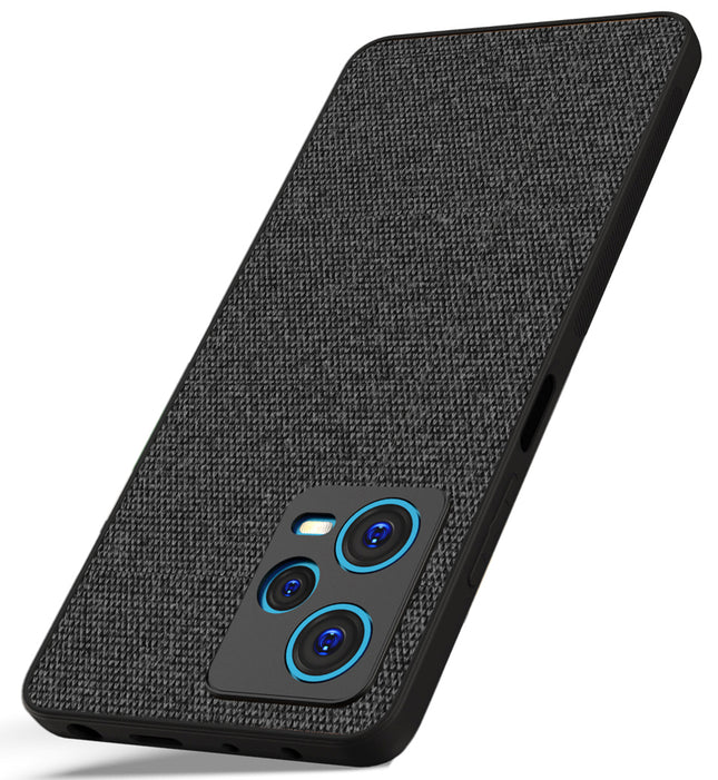 Kapa Soft Full Fabric Hybrid for Redmi Note 12 Pro Plus Back Cover | Shockproof Hybrid Slim Hard Anti Slip Back Case (Black)