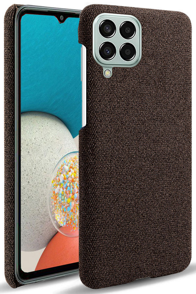 Kapa Woven Soft Fabric Case for Samsung Galaxy M53 (5G) Back Cover, Shock Protection Slim Hard Anti Slip Back Cover (Brown)