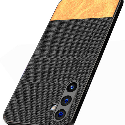 Kapa Soft Fabric & Leather Hybrid Protective Cover for Samsung Galaxy A54 (5G) | Shockproof Slim Hard Anti Slip Back Case (Black,Brown)