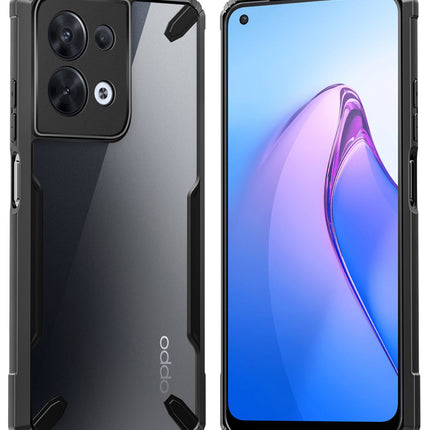 Kapa Bull Back Cover for Oppo Reno 8 Pro (5G) , Shockproof Slim Hybrid Clear Case (Black)