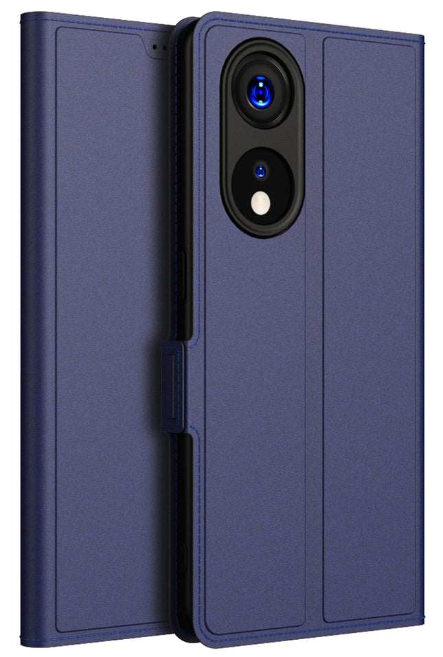 Kapa Noble Slim Magnetic Leather Flip Case Cover for Oppo Reno 8T (5G) | Card Holder Stand Leather Flip Wallet Case (Blue)