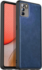 Tux Back Case For Oppo Reno 6 Pro (5G) , Slim Leather Case with Soft Edge Shockproof Back Cover (Blue)