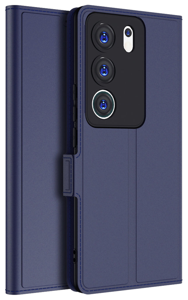 Kapa Noble Slim Magnetic Leather Flip Case Cover for Vivo V29 (5G) / Vivo V29 Pro (5G) | Card Holder Stand Leather Flip Wallet Case (Blue) - Mobizang