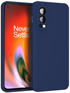 Matte Lens Protective Back Cover for OnePlus Nord 2 (5G) / One Plus Nord 2 (5G) , Slim Silicone with Soft Lining Shockproof Flexible Full Body Bumper Case , Blue