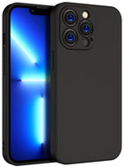 Matte Lens Protective Back Cover for Apple iPhone 13 PRO MAX (6.7) , Slim Silicone with Soft Lining Shockproof Flexible Full Body Bumper Case (Black)