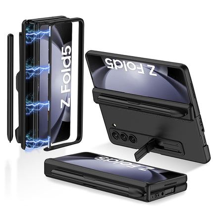 Kapa Magnetic Hinge Case for Samsung Galaxy Z Fold 5 | Inbuilt S-Pen Holder Stand Hybrid Back Cover (Black) - Mobizang