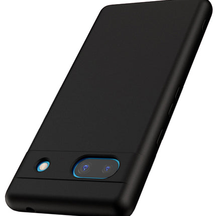 Kapa Matte Protective Lens Flexible Back Cover for Google Pixel 7A | Slim Silicone with Soft Lining Shockproof Full Body Bumper Case (Black)
