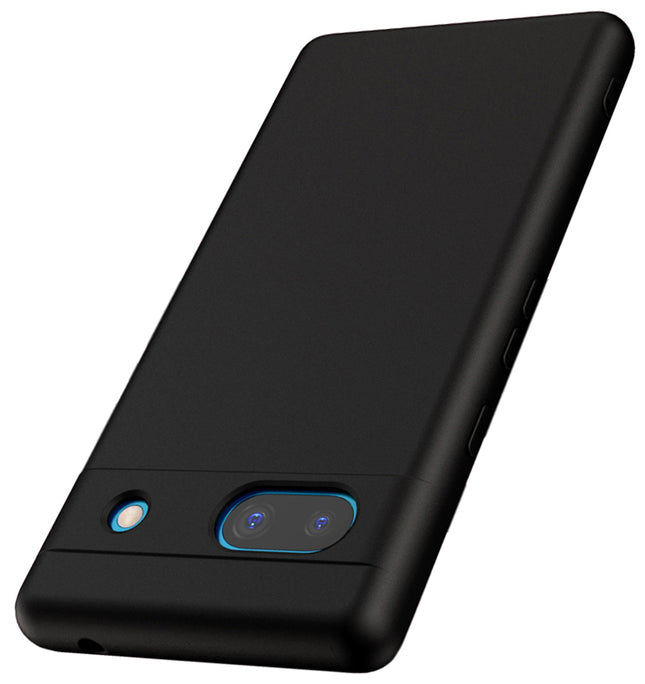 Kapa Matte Protective Lens Flexible Back Cover for Google Pixel 7A | Slim Silicone with Soft Lining Shockproof Full Body Bumper Case (Black)