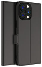 Kapa Noble Slim Magnetic Leather Flip Case Cover for Apple iPhone 15 Pro | Card Holder Stand Leather Flip Wallet Case (Black)