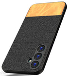 Kapa Soft Fabric & Leather Hybrid Protective Back Cover for Samsung Galaxy S23 FE | Shockproof Slim Hard Anti Slip Back Case (Black::Brown) - Mobizang