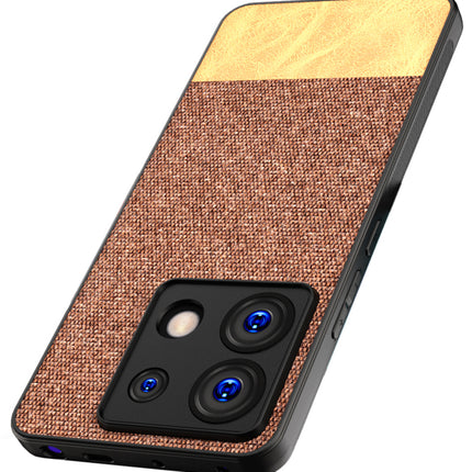 Kapa Soft Fabric & Leather Hybrid Protective Back Cover for Redmi Note 13 PRO | Shockproof Slim Hard Anti Slip Back Case (Brown)