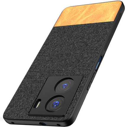 Kapa Soft Fabric & Leather Hybrid Protective Case Cover for IQOO Z7 / Z7S (5G) | Shockproof Slim Hard Anti Slip Back Case (Black,Brown)