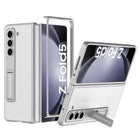 Kapa Leather Case for Samsung Galaxy Z Fold 5 | Inbuilt Stand Hybrid Back Cover (Silver)