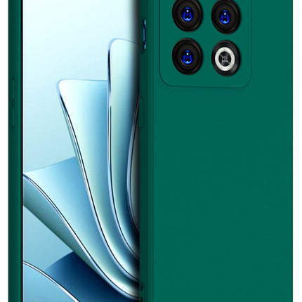 Matte Lens Protective Back Cover for OnePlus 10 Pro , Slim Silicone with Soft Lining Shockproof Flexible Full Body Bumper Case (Green)
