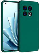 Matte Lens Protective Back Cover for OnePlus 10 Pro , Slim Silicone with Soft Lining Shockproof Flexible Full Body Bumper Case (Green)