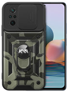 Tank Back Cover for Redmi Note 10 Pro / Note 10 Pro Max , Inbuilt Ring + Slider [Military Grade Protection] Shockproof Lens Protection Case (Black)