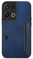 Kapa Razor Wallet Back Case for Oppo Reno 8 Pro (5G) | Slim PU Leather & Fabric Cover with Inbuilt Card Pocket (Blue)
