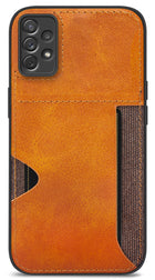 Kapa Razor Wallet Back Case for Samsung Galaxy A73 (5G) , Slim PU Leather & Fabric Cover With Inbuilt Card Pocket (Brown)