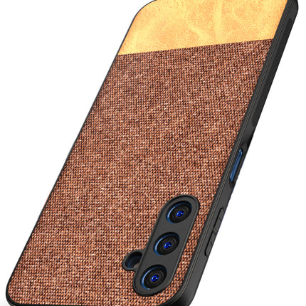 Kapa Soft Fabric & Leather Hybrid Protective Case Cover for Samsung Galaxy A14 (5G) | Shockproof Slim Hard Anti Slip Back Case (Brown)
