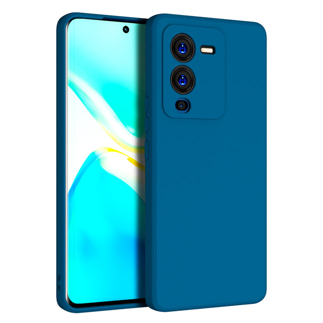 Kapa Matte Lens Protective Shockproof Flexible Back Cover for Vivo V25 PRO (5G) , Slim Silicone with Soft Lining Shockproof Flexible Full Body Bumper Case (Blue)