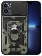 Tank Back Cover for Apple iPhone 12 Pro Max (6.7) , Inbuilt Ring & Slider [Military Grade Protection] Shockproof Lens Protection Case (Black)