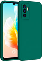 Matte Lens Protective Back Cover for Vivo V23E , Slim Silicone with Soft Lining Shockproof Flexible Full Body Bumper Case (Green)