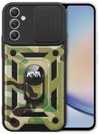 Kapa Tank Back Cover for Samsung Galaxy A54 (5G) | Inbuilt Ring + Slider Shockproof Lens Protection Case (Green)