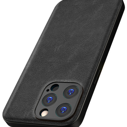 Kapa Tux Leather Back Cover for Apple iPhone 15 Pro Max | Slim Shockproof Camera Protection Bumper Case (Black)