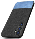 Kapa Soft Fabric & Leather Hybrid Protective Back Cover for Samsung Galaxy S23 FE | Shockproof Slim Hard Anti Slip Back Case (Black::Blue)
