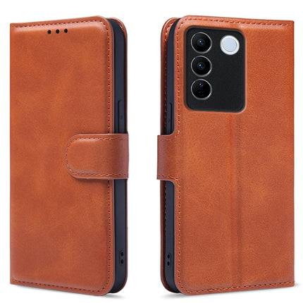 Kapa Prime Slim Magnetic Flip Cover for Vivo V27/ V27 PRO | PU Leather Shockproof Folio Case with Card Holders RFID Blocking Kickstand (Brown)
