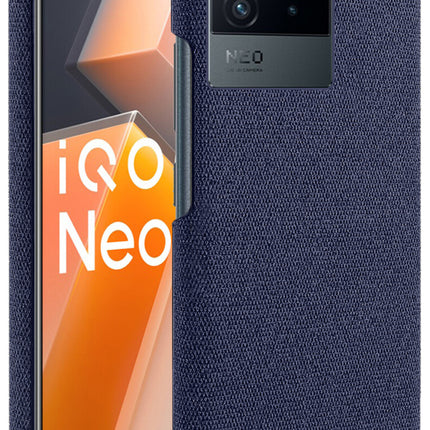 Kapa Woven Soft Fabric Case for Vivo IQOO Neo 6 (5G) Back Cover,  Shock Protection Slim Hard Anti Slip Back Cover (Blue)