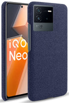 Kapa Woven Soft Fabric Case for Vivo IQOO Neo 6 (5G) Back Cover,  Shock Protection Slim Hard Anti Slip Back Cover (Blue)