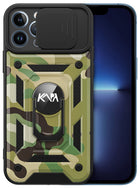 Tank Back Cover for Apple iPhone 12 Pro Max (6.7) , Inbuilt Ring & Slider [Military Grade Protection] Shockproof Lens Protection Case (Green)