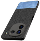 Kapa Soft Fabric & Leather Hybrid Protective Back Cover for Iqoo 12 (5G) | Shockproof Slim Hard Anti Slip Back Case (Black , Blue) - Mobizang
