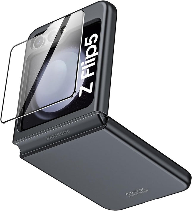 Kapa Ultra Thin Back Case for Samsung Galaxy Z Flip 5 with Inbuilt Glass | Full Body Protection Hard Back Cover , Black