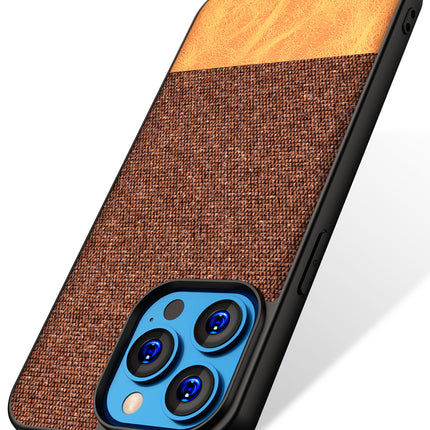 Kapa Soft Fabric & Leather Hybrid Protective Back Case Cover for Apple iPhone 14 Mini (Brown)