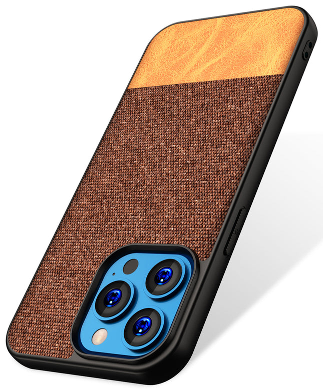 Kapa Soft Fabric & Leather Hybrid Protective Back Case Cover for Apple iPhone 14 Mini (Brown)