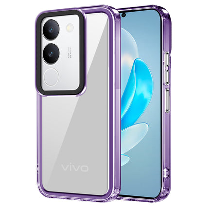 Kapa Warrior Acrylic Clear Back Cover For Vivo V29 (5G) / Vivo V29 Pro (5G) | Slim Shockproof [Military Grade Protection] Hybrid Bumper Case (Purple Sides)