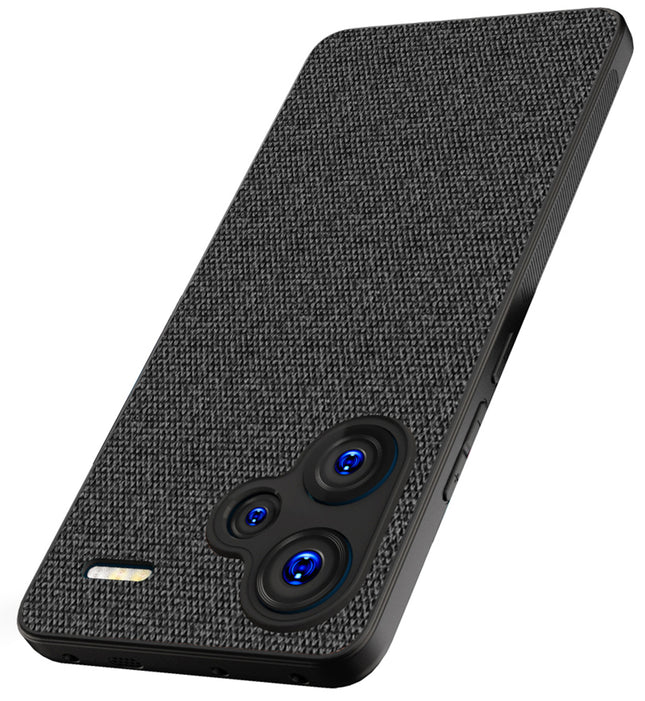 Kapa Soft Full Fabric Protective Back Case Cover for Redmi Note 13 PRO PLUS | Shockproof Slim Hard Anti Slip Back Case (Black) - Mobizang