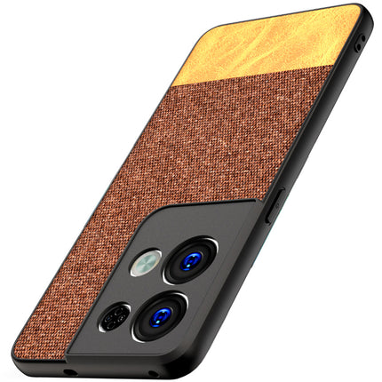 Kapa Soft Fabric & Leather Hybrid Protective Back Case Cover for Oppo Reno 8 PRO (5G) (Brown)