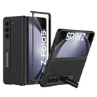 Kapa Leather Case for Samsung Galaxy Z Fold 5 | Inbuilt Stand Hybrid Back Cover (Black) - Mobizang