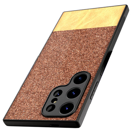 Kapa Soft Fabric & Leather Hybrid Protective Back Cover for Samsung Galaxy S24 ULTRA | Shockproof Slim Hard Anti Slip Back Case (Brown)