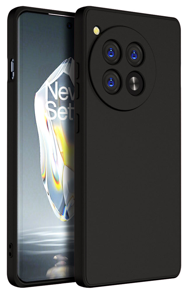 Kapa Matte Protective Lens Flexible Back Cover for Oneplus 12R | Slim Silicone with Soft Lining Shockproof Full Body Bumper Case (Black)