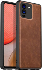 Kapa Tux Back Case for Vivo V25 Pro ,Slim Leather Case with Shockproof Back Cover (Brown)